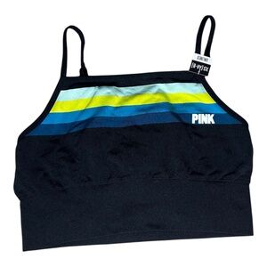 Victoria's Secret PINK Black with Blue Multicolor Stripes Unlined Bralette XS